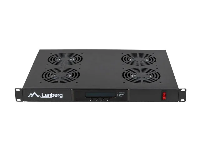 19" VENTILÁTOROVÁ JEDNOTKA / VENTILAČNÍ PANEL S LCD 4 VENTILÁTORY + TERMOSTAT 230V ČERNÁ
