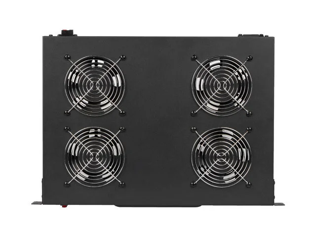 19" VENTILÁTOROVÁ JEDNOTKA / VENTILAČNÍ PANEL S LCD 4 VENTILÁTORY + TERMOSTAT 230V ČERNÁ