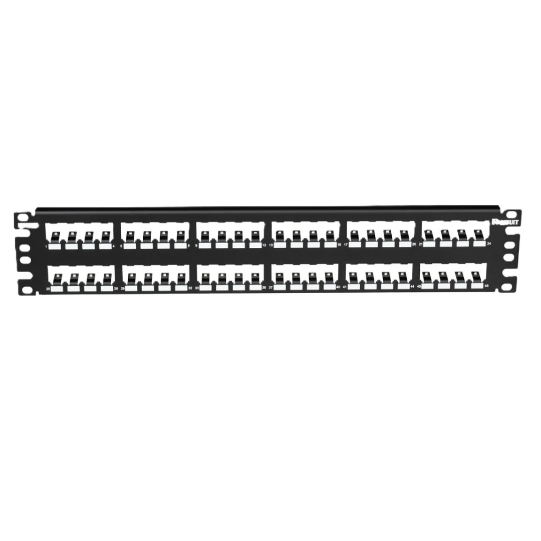 Modulární celokovový patch panel 2U pro 48 modulů MiniCom - černý