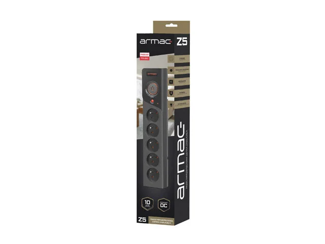 PŘEPĚŤOVÁ OCHRANA ARMAC Z5 5M 5X FRENCH OUTLETS 10A CABLE ORGANIZER BLACK