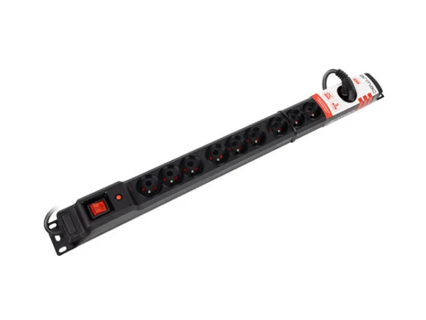 PŘEPĚŤOVÁ OCHRANA ARMAC MULTI 12M/10A RACK 19" 1.5M 12X FRENCH OUTLETS BLACK
