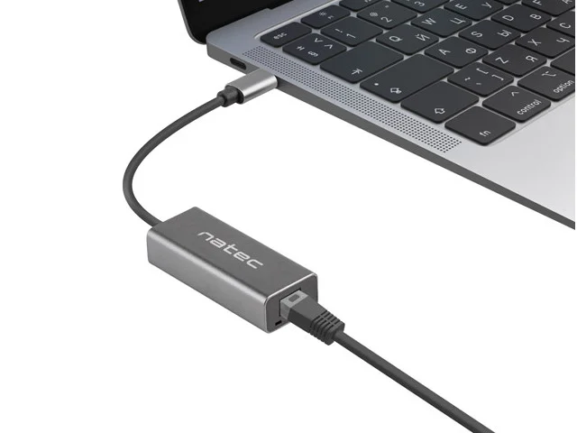 USB → RJ45 Ethernet adaptér (síťová karta) Natec Cricket USB-C 3.1, 1× RJ45, 1 Gb/s, kabel