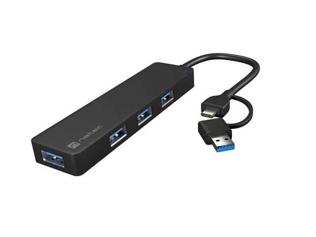 USB-C 3.0 HUB NATEC MAYFLY 4-PORT BLACK + USB-A ADAPTER