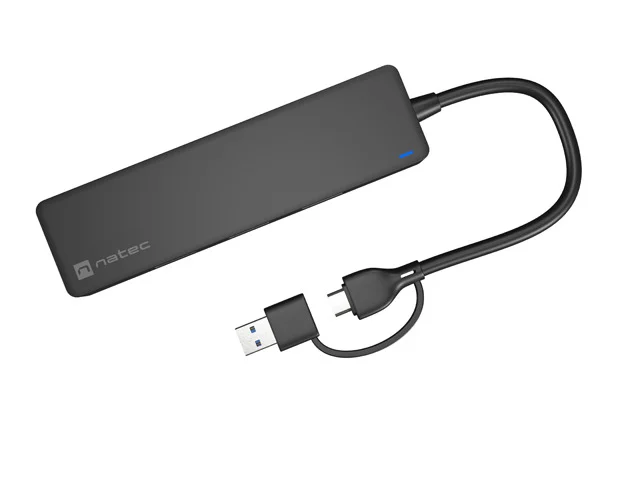 USB-C 3.0 HUB NATEC MAYFLY 4-PORT BLACK + USB-A ADAPTER